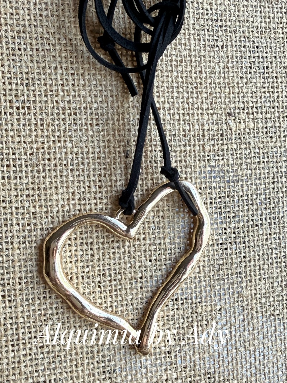 Monumental + Silver Open Heart Pendant on Black Cord